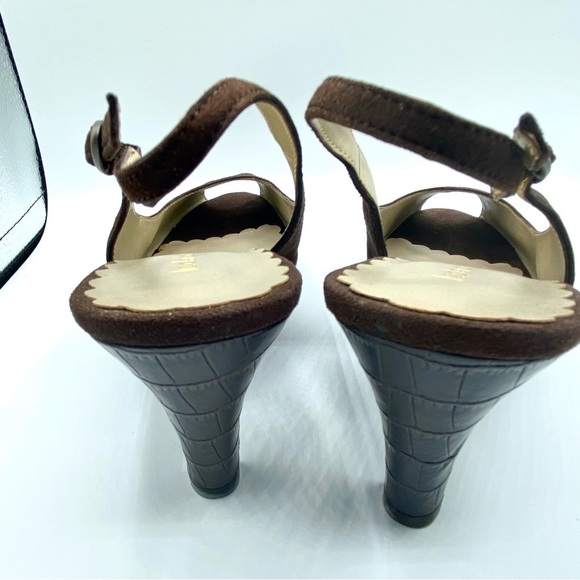 Liz Claiborne Dark Brown Slingback Croc-Embossed Heels and open toe US 9M - Picture 9 of 15